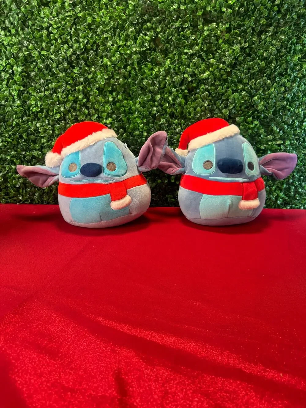 Lot  2 Disney Stitch Holiday Christmas Squishmallow Plush Santa Hat Scarf Bundle